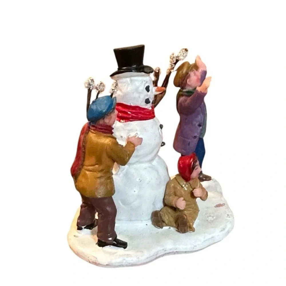 Lemax Christmas Village Kids Making Snowman Figurine 2.75 inches Wide X 2.5 Tall